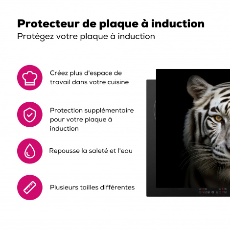 Protège-plaque à induction - Tigre - Animaux - Portrait - Noir-3
