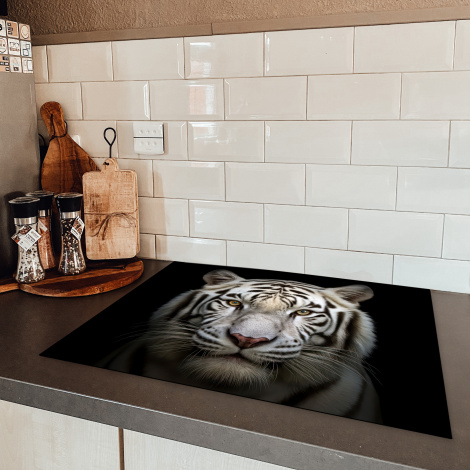 Inductiebeschermer - Tijger - Dieren - Portret - Zwart-5