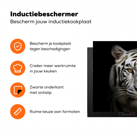 Inductiebeschermer - Tijger - Dieren - Portret - Zwart-3