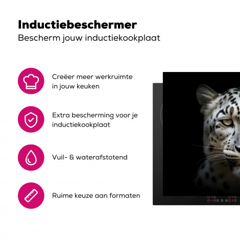 Inductiebeschermer - Wilde dieren - Luipaard - Portret - Zwart-3