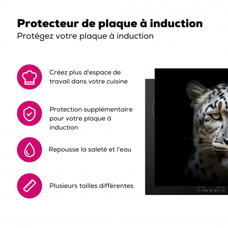 Protège-plaque à induction - Faune - Léopard - Portrait - Noir-3