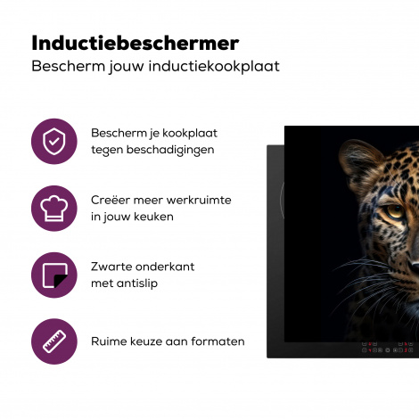 Inductiebeschermer - Dieren - Luipaard - Portret - Zwart-3