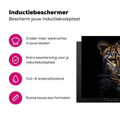 Inductiebeschermer - Dieren - Luipaard - Portret - Zwart-3