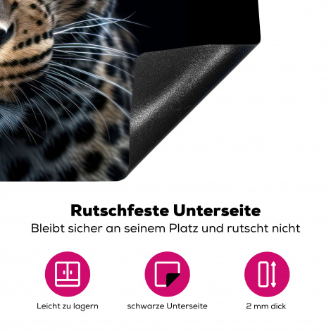 Herdabdeckplatte - Tiere - Leopard - Porträt - Schwarz-4