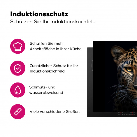 Herdabdeckplatte - Tiere - Leopard - Porträt - Schwarz-3