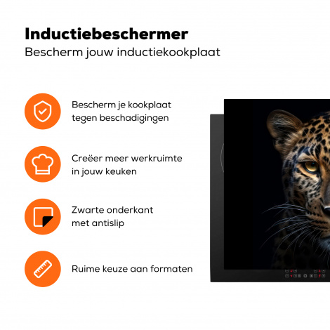 Inductiebeschermer - Dieren - Luipaard - Portret - Zwart-3
