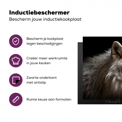 Inductiebeschermer - Wolf - Portret - Dieren - Zwart-3