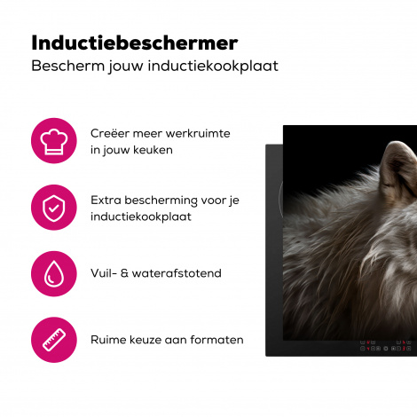 Inductiebeschermer - Wolf - Portret - Dieren - Zwart-3