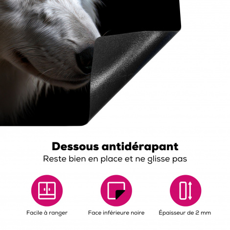 Protège-plaque à induction - Loup - Portrait - Animaux - Noir-4