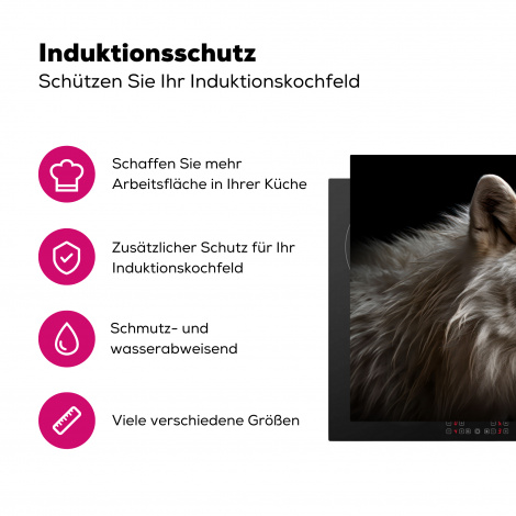Herdabdeckplatte - Wolf - Porträt - Tiere - Schwarz-3