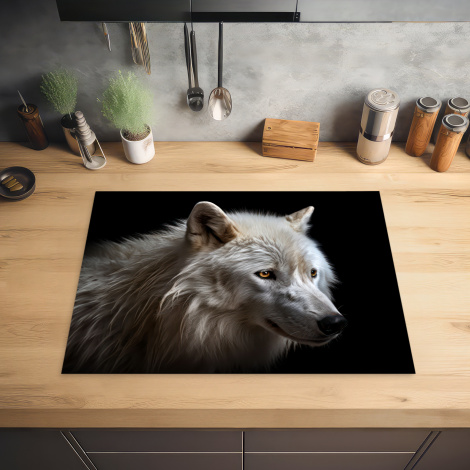 Herdabdeckplatte - Wolf - Porträt - Tiere - Schwarz-2