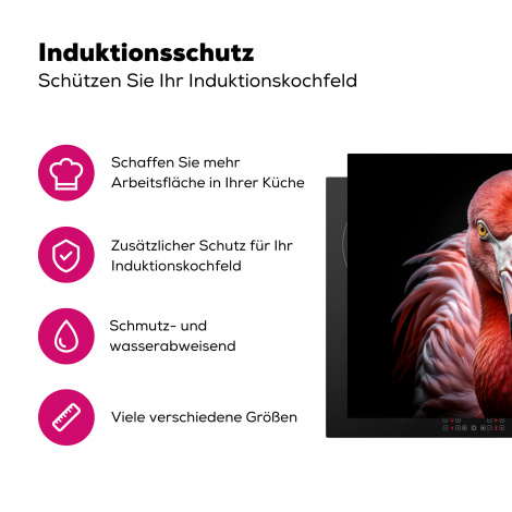 Herdabdeckplatte - Flamingo - Vogel - Porträt - Tiere - Schwarz-3