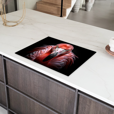 Inductiebeschermer - Flamingo - Vogel - Portret - Dieren - Zwart-6