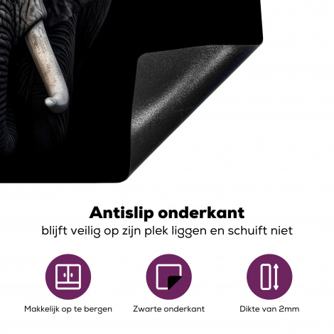 Inductiebeschermer - Olifant - Dieren - Zwart - Portret-4