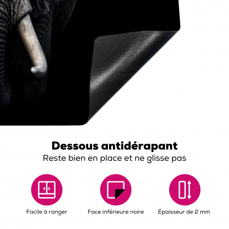 Protège-plaque à induction - Éléphant - Animaux - Noir - Portrait-4