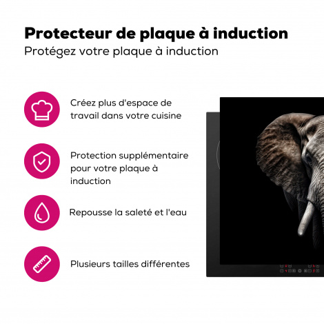 Protège-plaque à induction - Éléphant - Animaux - Noir - Portrait-3