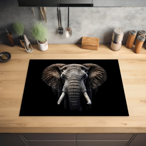 Herdabdeckplatte - Elefant - Tiere - Schwarz - Porträt-2