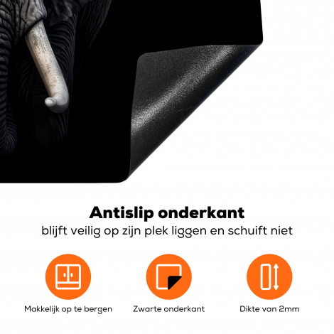 Inductiebeschermer - Olifant - Dieren - Zwart - Portret-4