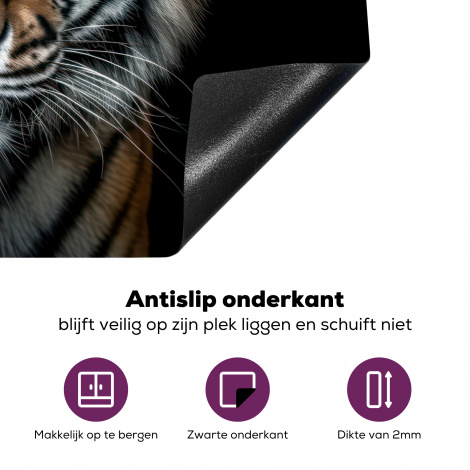 Inductiebeschermer - Tijger - Dieren - Zwart - Portret-4