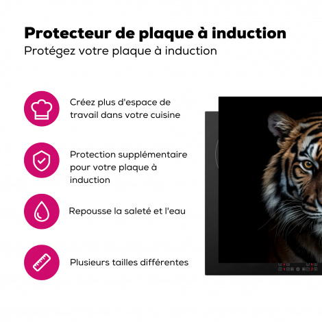 Protège-plaque à induction - Tigre - Animaux - Noir - Portrait-3