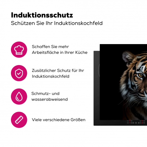 Herdabdeckplatte - Tiger - Tiere - Schwarz - Porträt-3