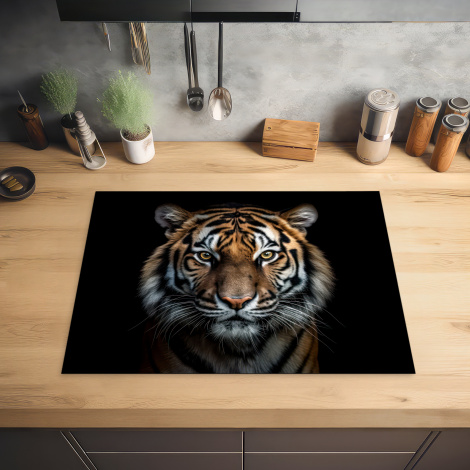 Inductiebeschermer - Tijger - Dieren - Zwart - Portret-2