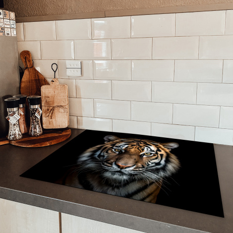 Inductiebeschermer - Tijger - Dieren - Zwart - Portret-5