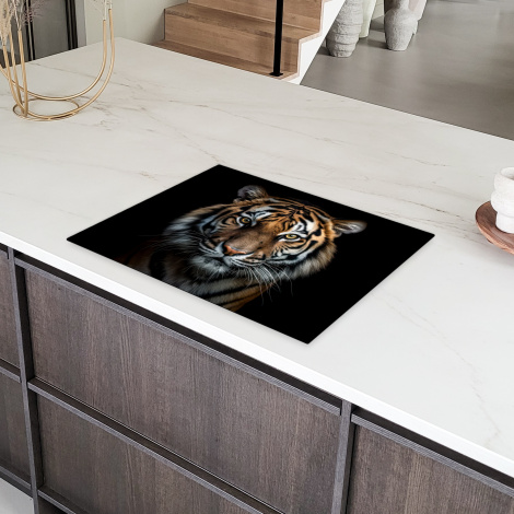 Inductiebeschermer - Tijger - Dieren - Zwart - Portret-6