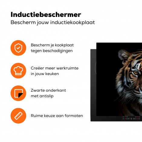 Inductiebeschermer - Tijger - Dieren - Zwart - Portret-3
