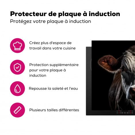 Protège-plaque à induction - Vaches - Animaux - Portrait - Noir-3