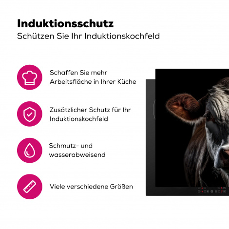 Herdabdeckplatte - Kühe - Tiere - Porträt - Schwarz-3