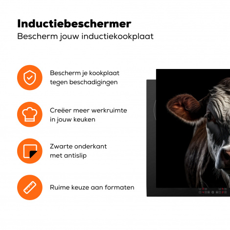 Inductiebeschermer - Koeien - Dieren - Portret - Zwart-3