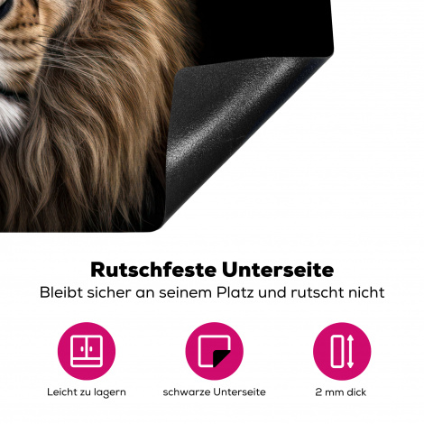 Herdabdeckplatte - Löwe - Porträt - Tiere - Schwarz-4