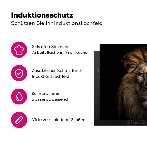 Herdabdeckplatte - Löwe - Porträt - Tiere - Schwarz-3