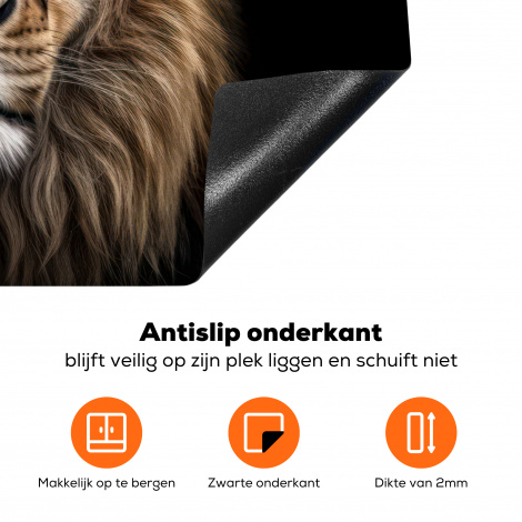 Inductiebeschermer - Leeuw - Portret - Dieren - Zwart-4