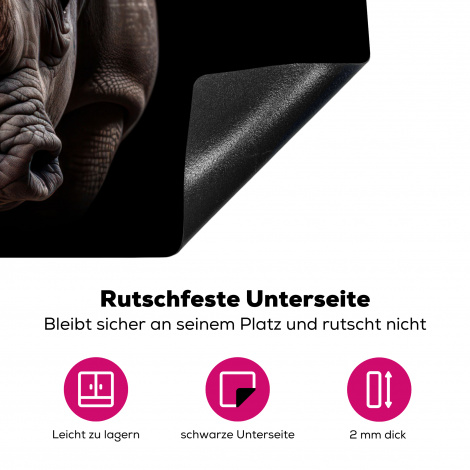 Herdabdeckplatte - Rhinozeros - Tiere - Porträt - Schwarz-4