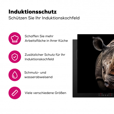 Herdabdeckplatte - Rhinozeros - Tiere - Porträt - Schwarz-3