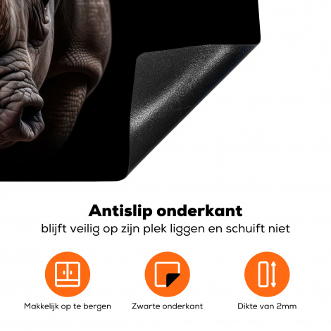 Inductiebeschermer - Neushoorn - Dieren - Portret - Zwart-4