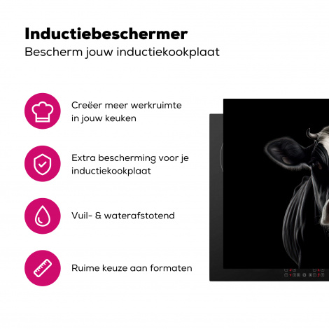 Inductiebeschermer - Dieren - Koeien - Portret - Zwart-3