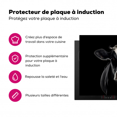 Protège-plaque à induction - Animaux - Vaches - Portrait - Noir-3