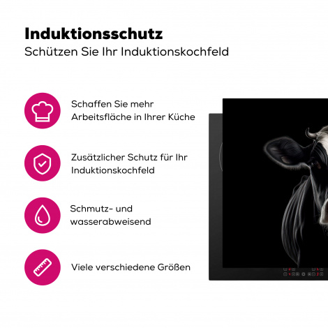 Herdabdeckplatte - Tiere - Kühe - Porträt - Schwarz-3