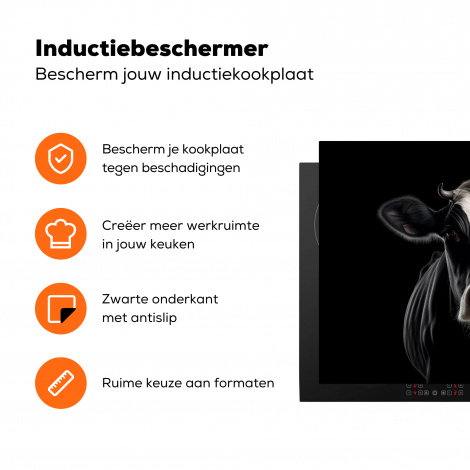 Inductiebeschermer - Dieren - Koeien - Portret - Zwart-3