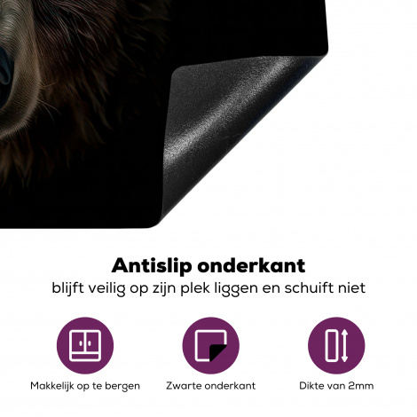 Inductiebeschermer - Beer - Dieren - Portret - Zwart-4
