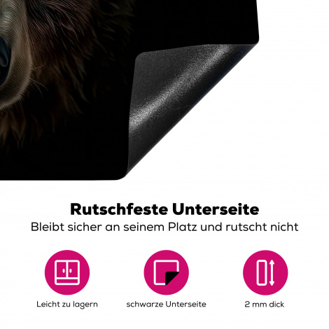 Herdabdeckplatte - Bär - Tiere - Porträt - Schwarz-4