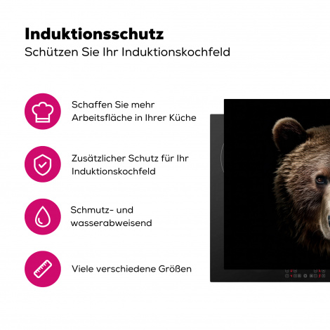 Herdabdeckplatte - Bär - Tiere - Porträt - Schwarz-3