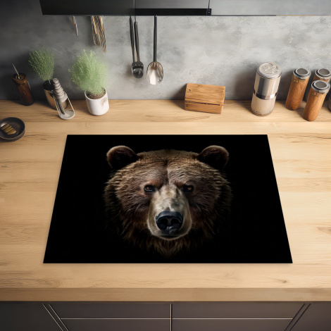 Inductiebeschermer - Beer - Dieren - Portret - Zwart-2