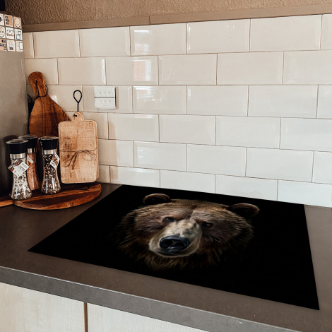 Inductiebeschermer - Beer - Dieren - Portret - Zwart-5