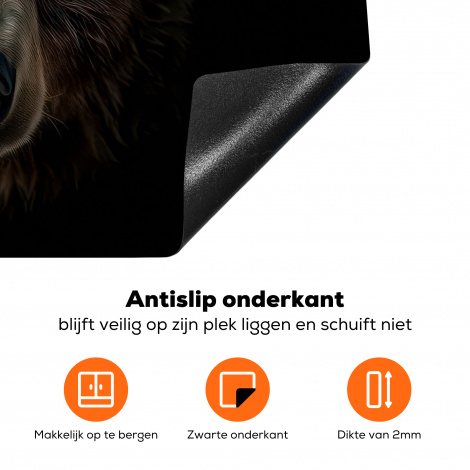 Inductiebeschermer - Beer - Dieren - Portret - Zwart-4