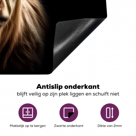 Inductiebeschermer - Dieren - Schotse hooglander - Koe - Portret - Zwart-4
