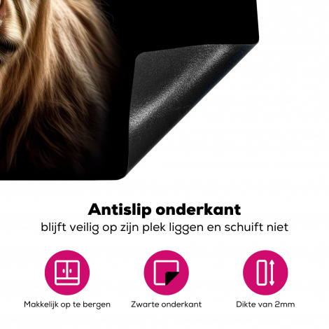 Inductiebeschermer - Dieren - Schotse hooglander - Koe - Portret - Zwart-4